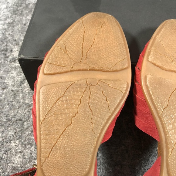 El Naturalista Sandals Womens Size 8.5 Red Leather Slingback Wedge Comfort 5201 - Picture 13 of 16